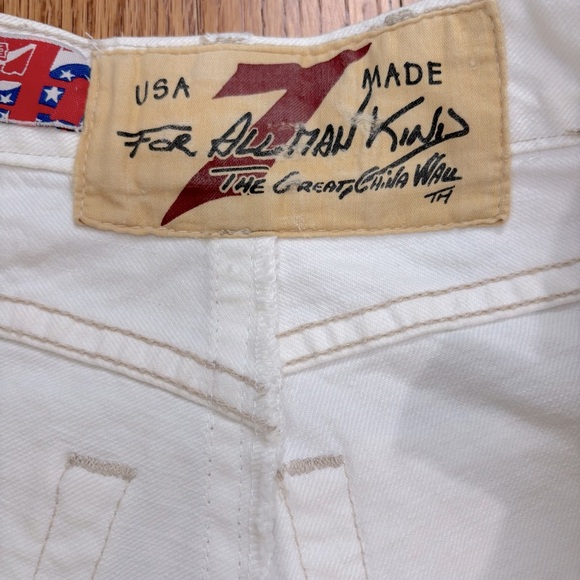 7 For All Mankind Boho Mid Rise Embellished White Denim Preppy flare leg jeans - Picture 5 of 16